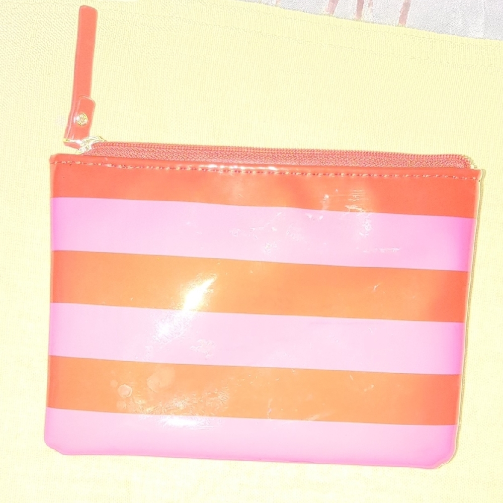 Kate Spade Vibrant Pink and Red Striped Cosmetic Bag Asking Only $15 - Picture 4 of 4